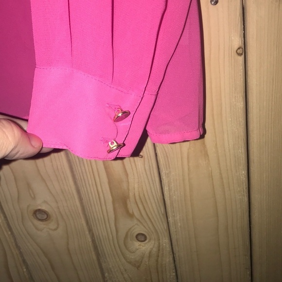 Bisou Bisou Sheer Pink Blouse S NWT - Picture 3 of 8